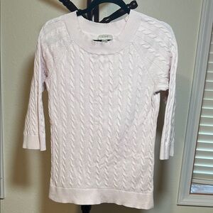 LOFT Women's Light Pink Cable Knit Sweater